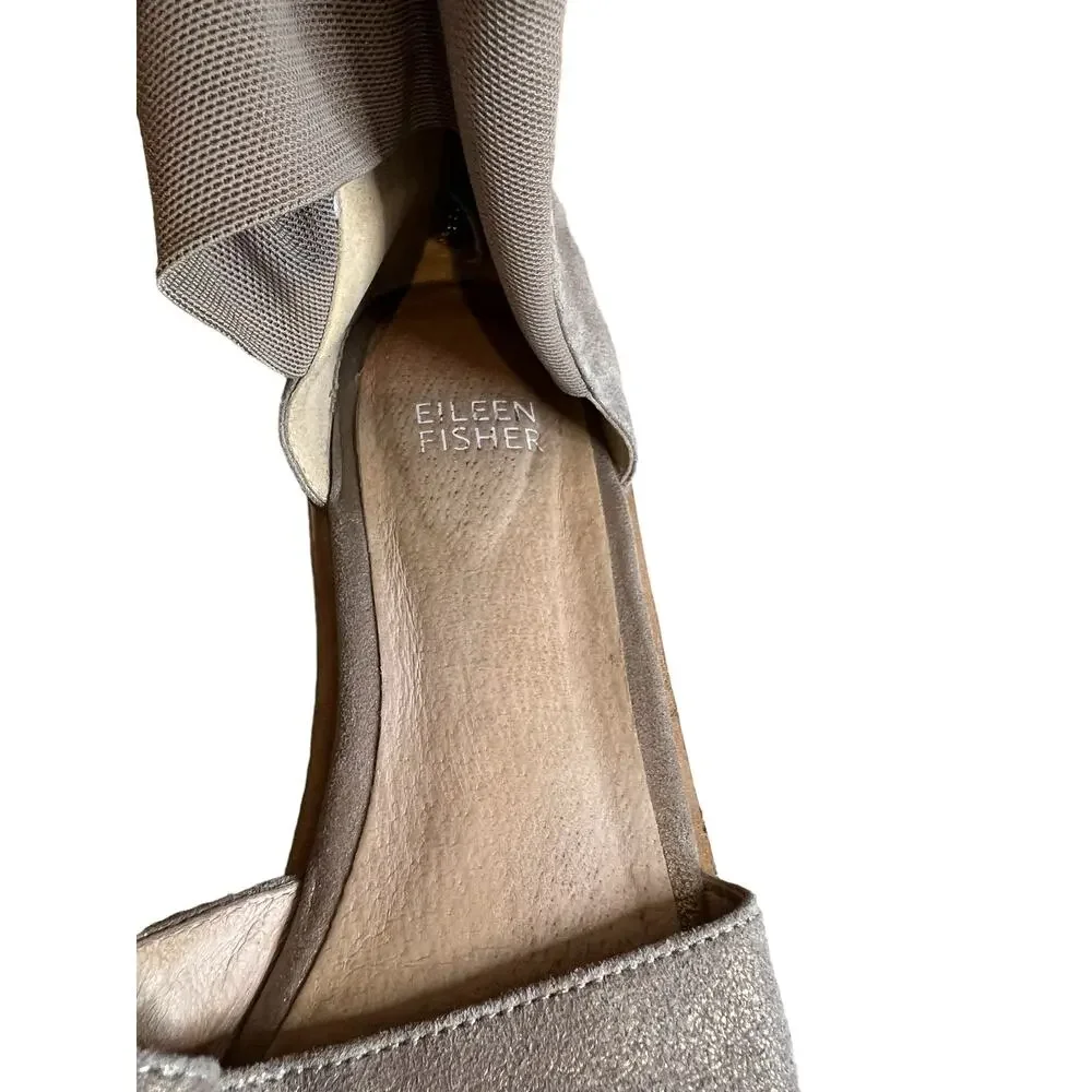 Eileen Fisher Metallic Taupe Flat Ankle Strap Sandals 7